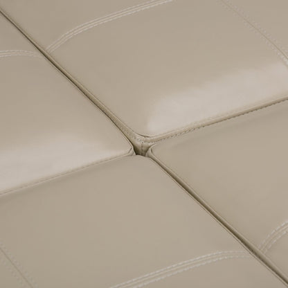 Avalon Square Coffee Table Storage Ottoman In Satin Cream Vegan Faux Leather