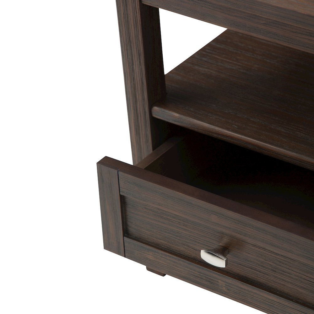 20 inch Solid Wood Transitional End Table in Farmhouse Brown (Set of 2)