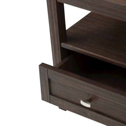 20 inch Solid Wood Transitional End Table in Farmhouse Brown (Set of 2)