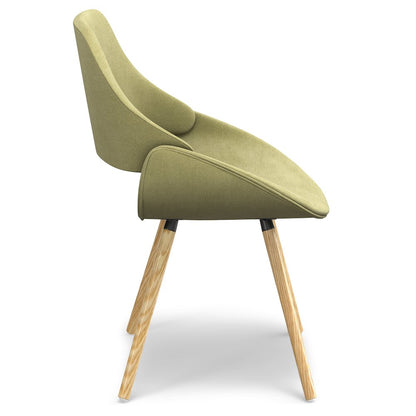 Malden Bentwood Dining Chair With Light Wood In Acid Green Woven Fabric