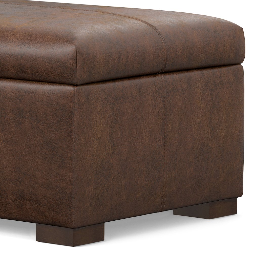 Gabbie Rectangular Storage Ottoman in Distressed Chestnut Brown