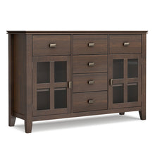 54 inch Wide Solid Wood Transitional Sideboard Buffet in Natural Aged Brown