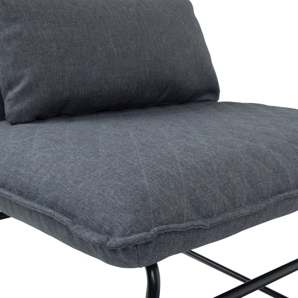 25 Inch Wide Modern Accent Chair With Lumbar Pillow In Grey Linen Look Fabric