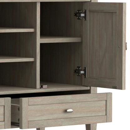 Warm Shaker Solid Wood Tv Media Stand In Distressed Grey For Tvs Up To 50 Inches