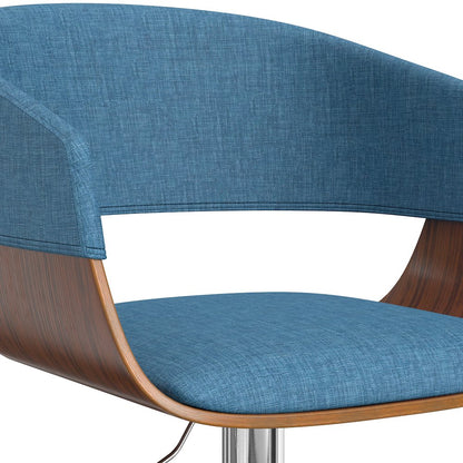 Lowell Adjustable Swivel Bar Stool In Blue Linen Look Fabric