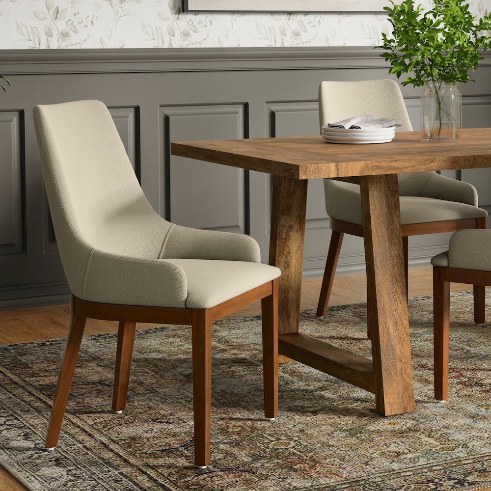 Stephanie Dining Chair (Set of 2) in Natural Linen Look Fabric
