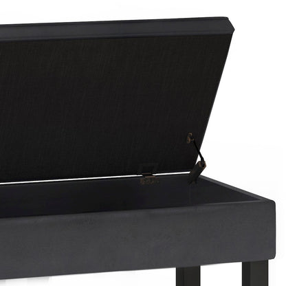 Storage Ottoman Bench With Open Bottom In Distressed Black
