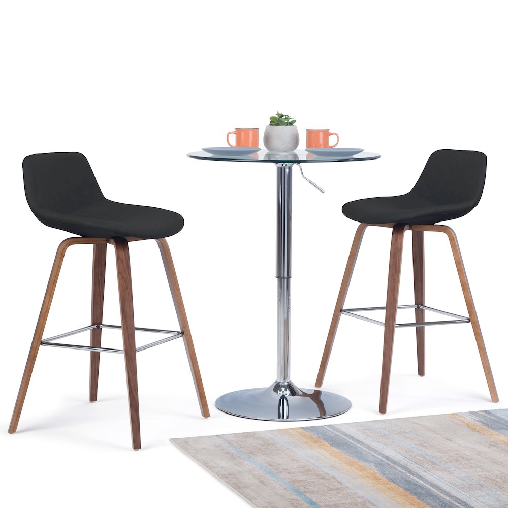 Randolph Bentwood Counter Height Stool (Set Of 2) In Black Vegan Faux Leather