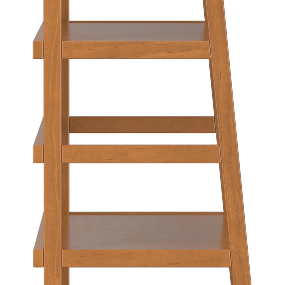 30 Inch Solid Wood 5 Shelf Ladder Bookcase In Light Golden Brown (Set Of 2)