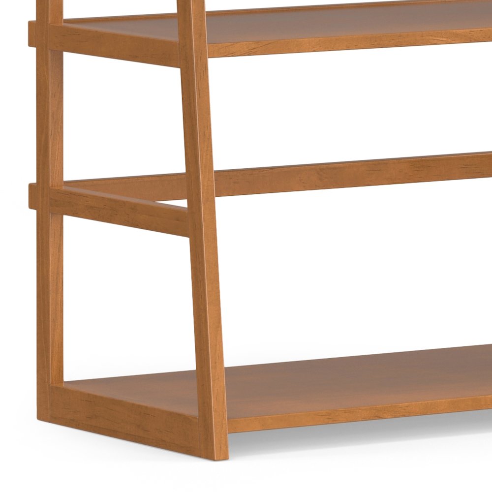 30 Inch Solid Wood 5 Shelf Ladder Bookcase In Light Golden Brown (Set Of 2)
