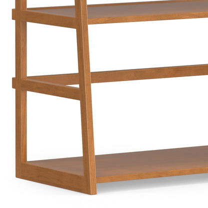 30 Inch Solid Wood 5 Shelf Ladder Bookcase In Light Golden Brown (Set Of 2)