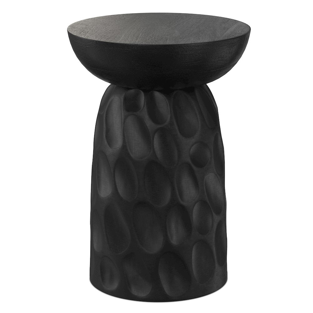 Boyd 13 inch Wide Solid Mango Contemporary V-Chisel Accent Table in Black
