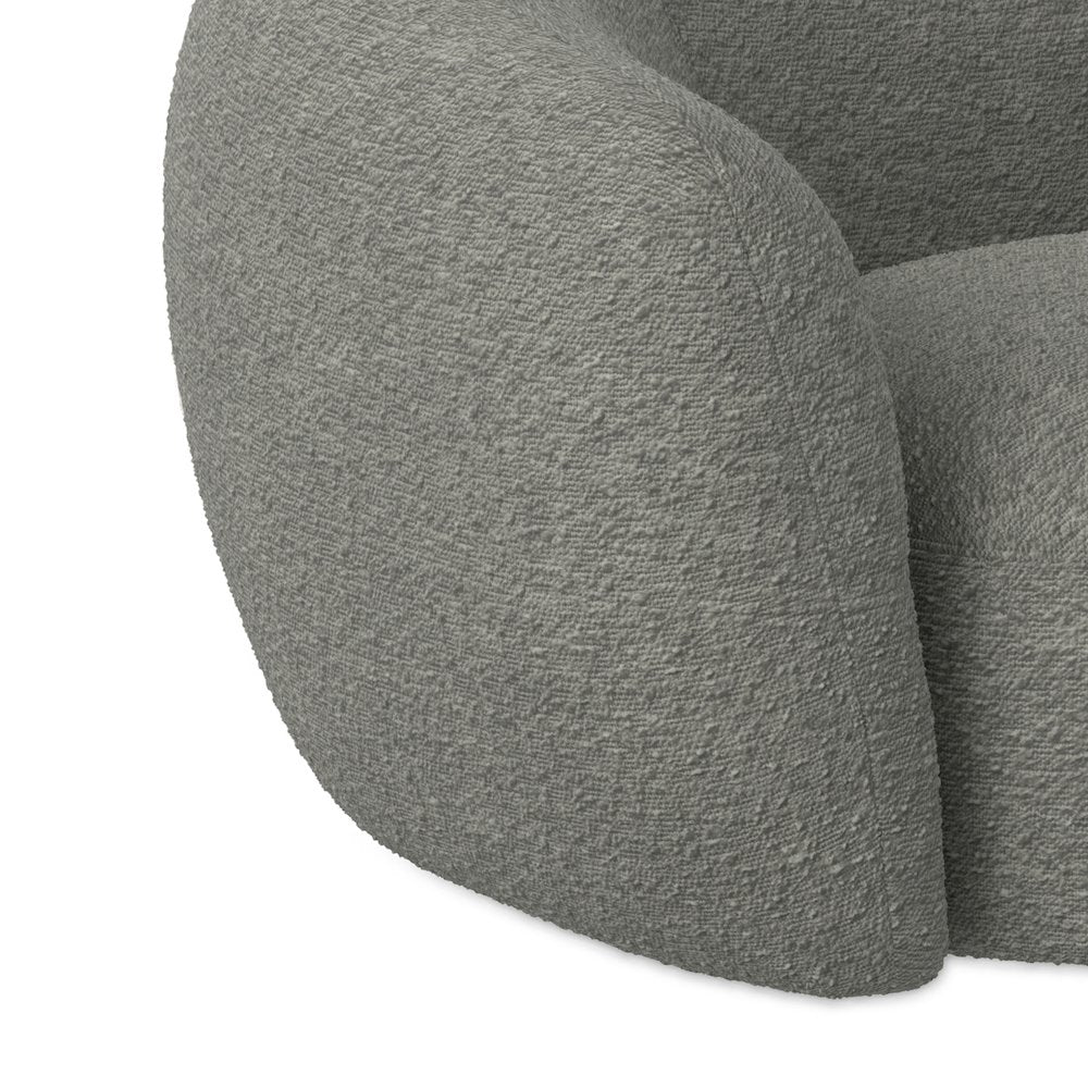 69 inch Wide Contemporary Loveseat Sofa in Stone Grey Boucle Performance Fabric