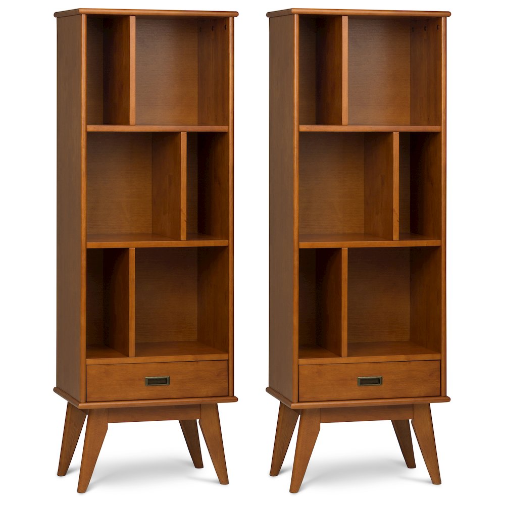 Draper 22 inch Solid Wood 6 Cubbie Bookcase in Teak Brown (Set of 2)