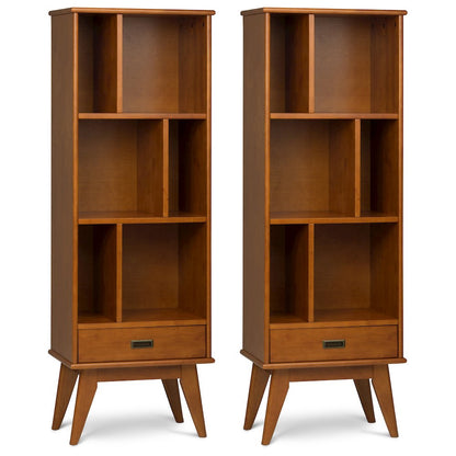 Draper 22 inch Solid Wood 6 Cubbie Bookcase in Teak Brown (Set of 2)