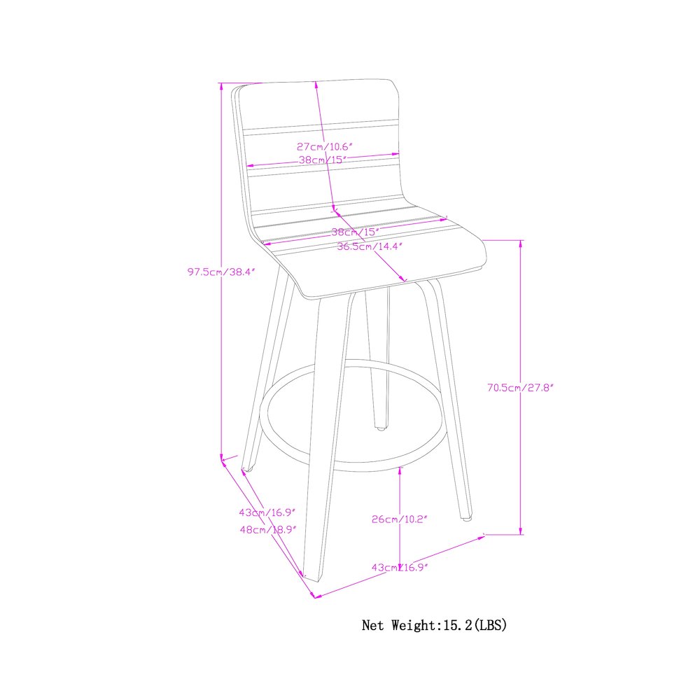 Roland Swivel Bar Stool In White Vegan Faux Leather
