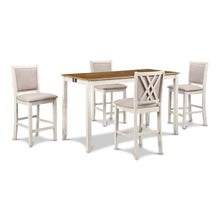 5-Piece Rectangular Wood Dining Set with 4 Chairs in Beige & Brown Finish