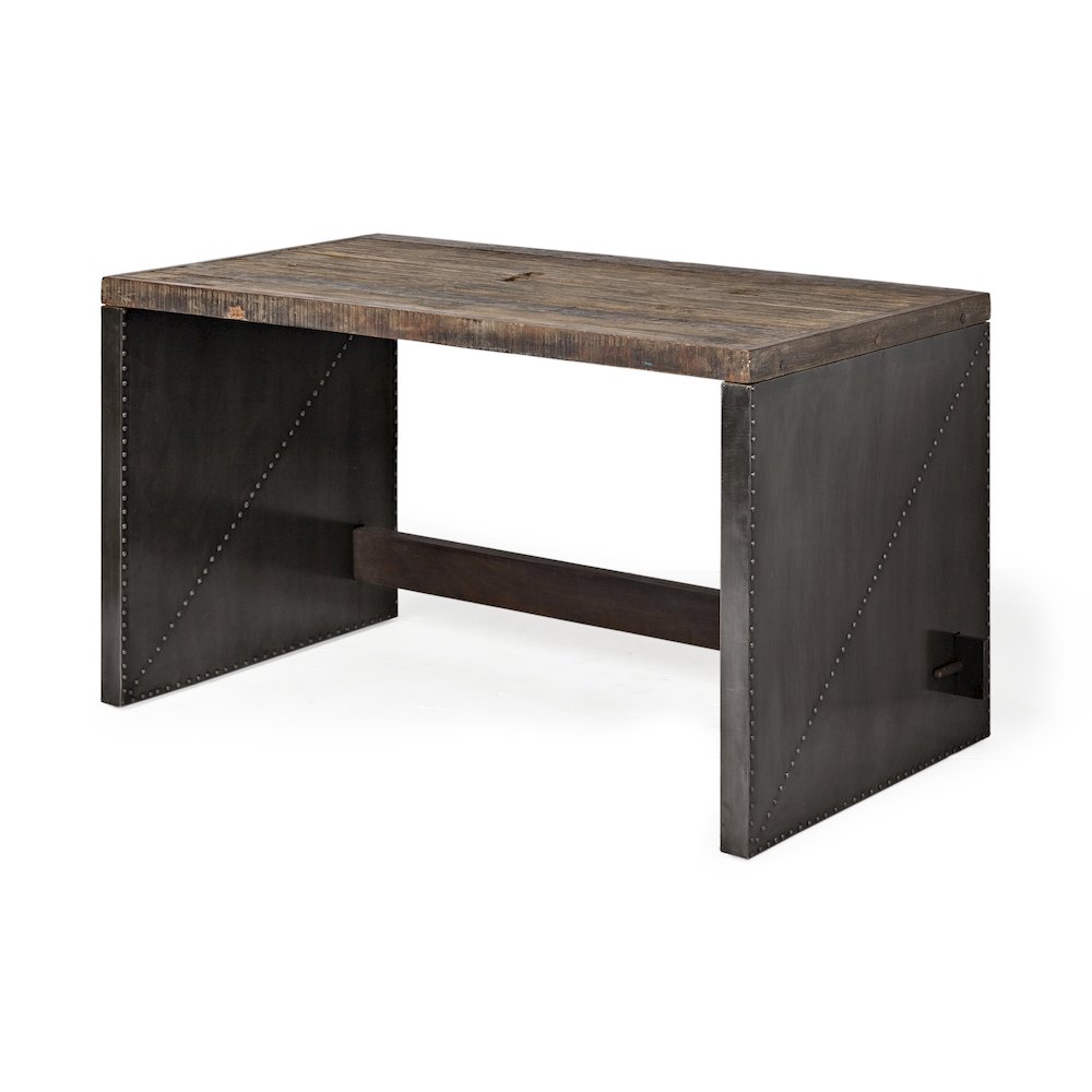 Orwell 52L x 28W Brown Wood Top Metal Cladded Frame Office Desk