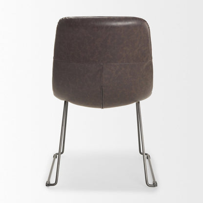 Sawyer I Dark Brown Faux-Leather Seat Black Iron Frame Dining Chair