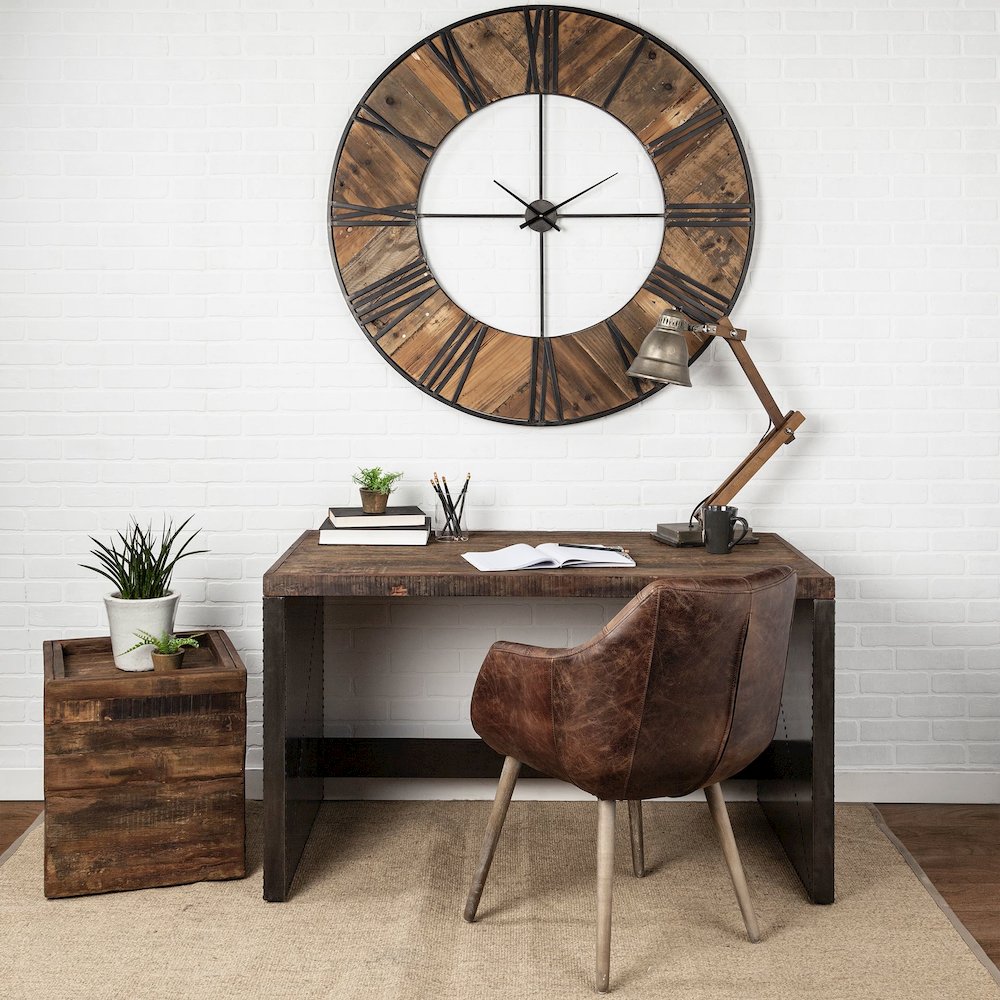 Orwell 52L x 28W Brown Wood Top Metal Cladded Frame Office Desk