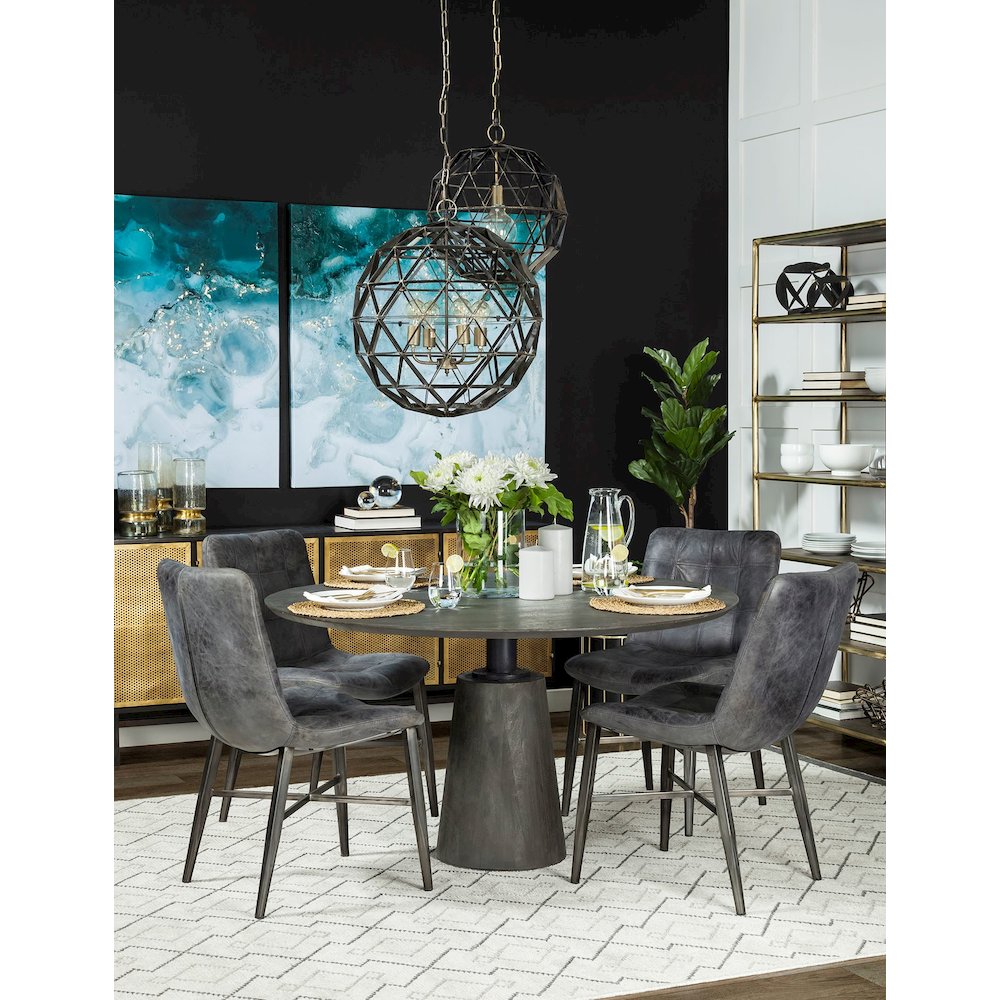 Dyson I 18x18 Black Metal Triangular Orb Pendant Light