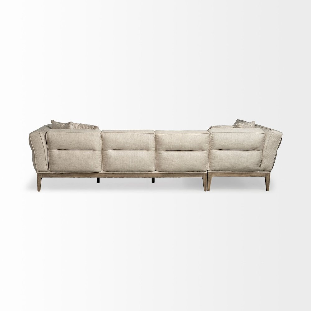 Denali IV 121" Beige Upholstered Wooden Frame Left Four Seater Sectional