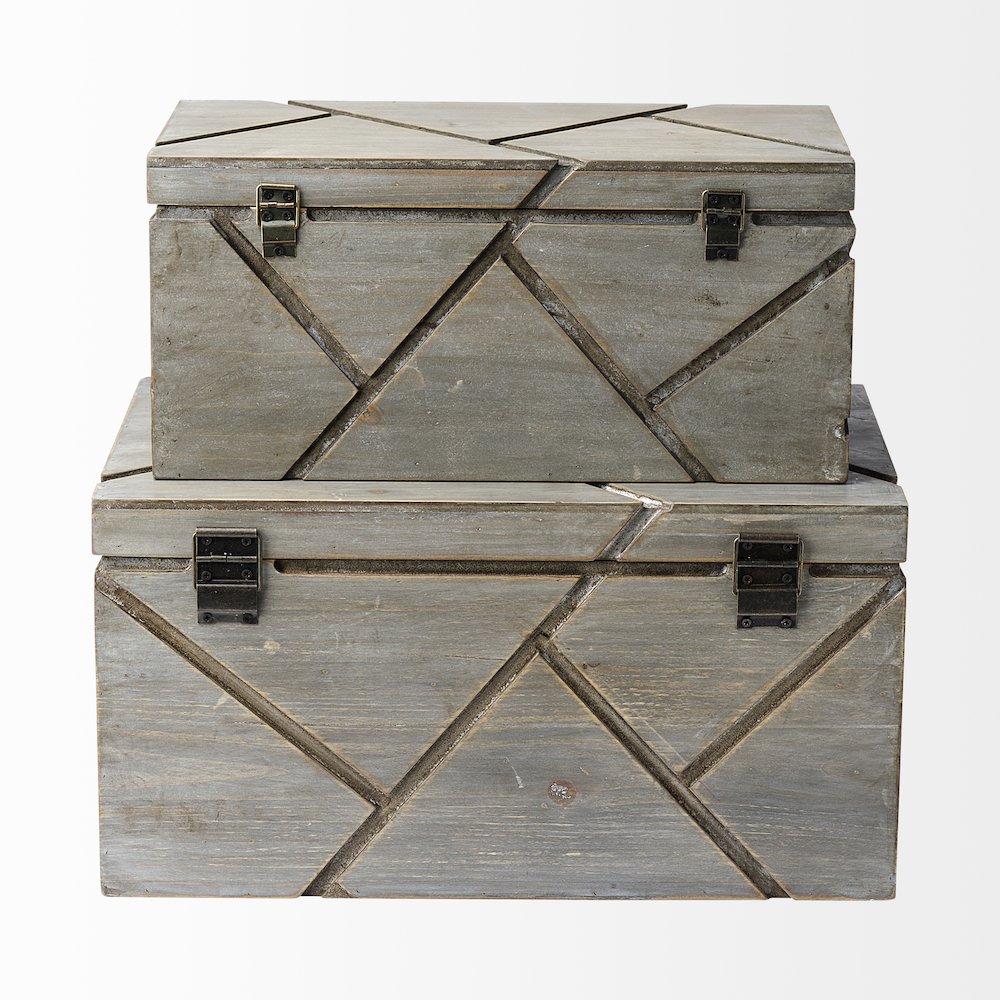 Niobe (Set of 2) 16L x 11W Gray Wooden Nesting Boxes