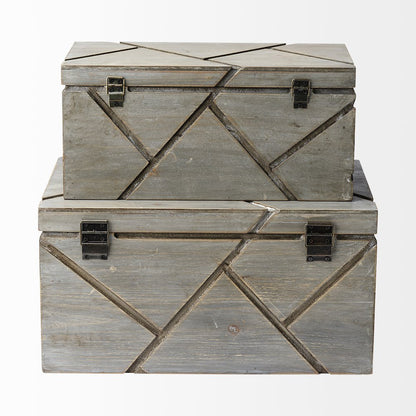 Niobe (Set of 2) 16L x 11W Gray Wooden Nesting Boxes