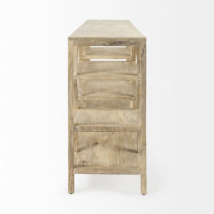 Dayton II 66L x 16W Natural Wooden Multi-Level Shelf Console Table