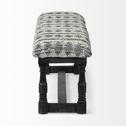 Denison II 56L x 15W Black Wood Base Woven-Leather Cushion Top Accent Bench