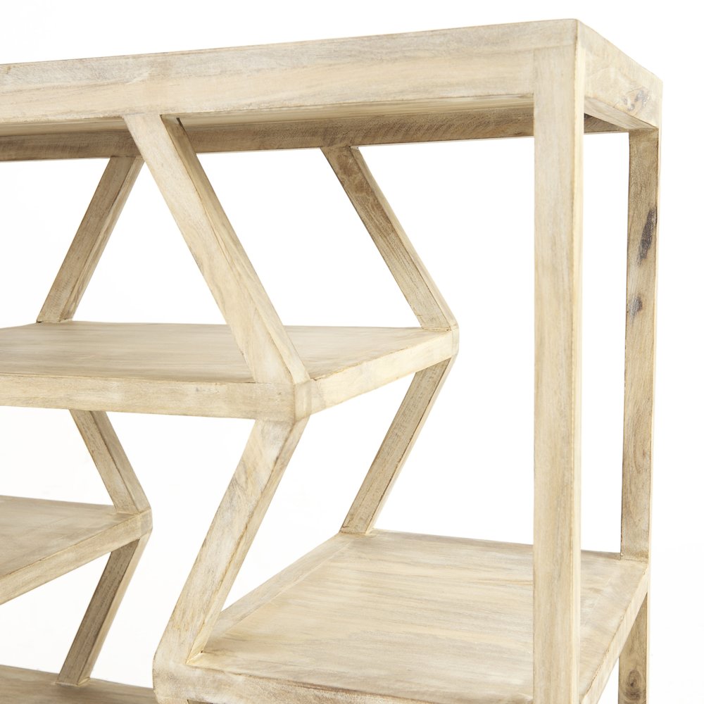 Dayton II 66L x 16W Natural Wooden Multi-Level Shelf Console Table