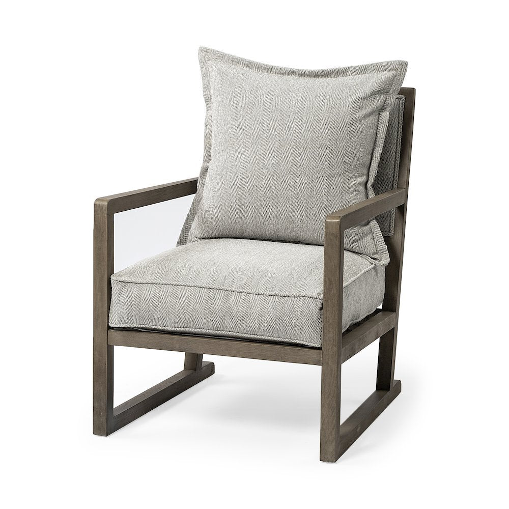 Sherlock Frost Gray Wood Frame Accent Chair