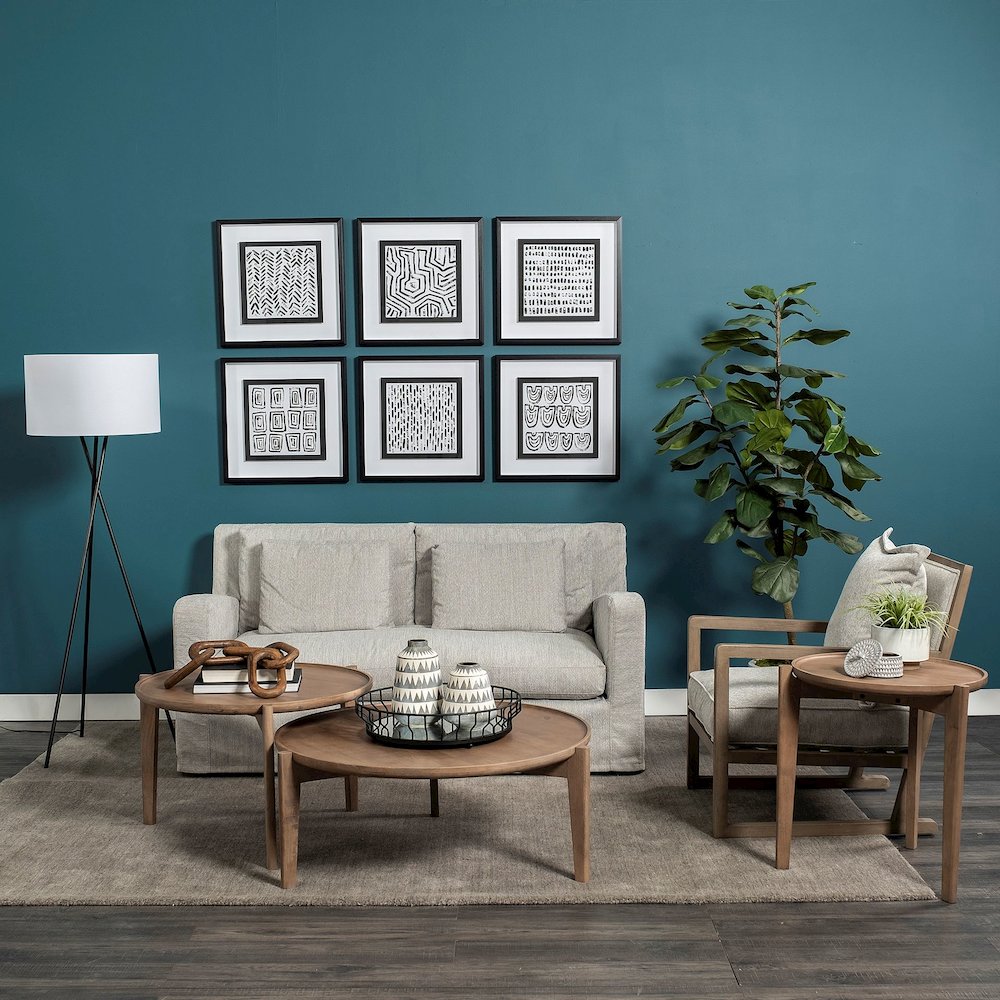 Sherlock Frost Gray Wood Frame Accent Chair