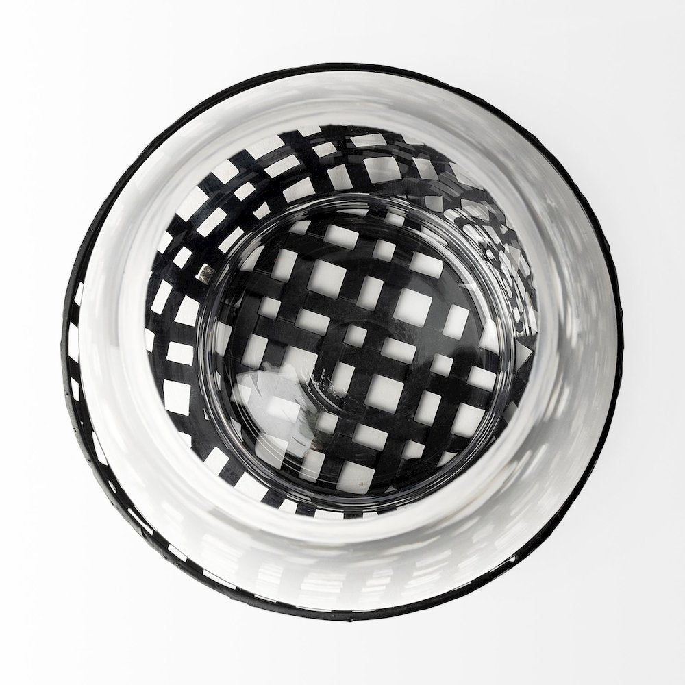 Reena II Large Black Woven Metal Base Table Candle Holder