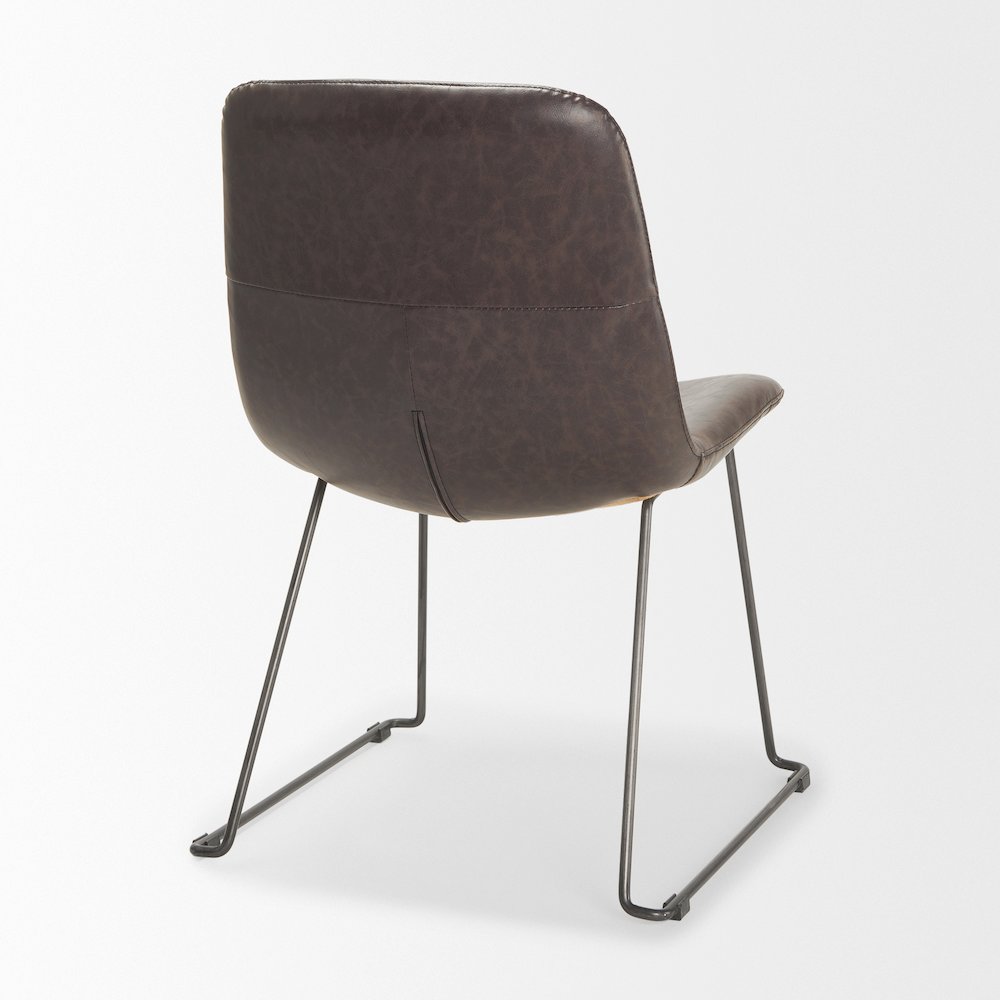 Sawyer I Dark Brown Faux-Leather Seat Black Iron Frame Dining Chair