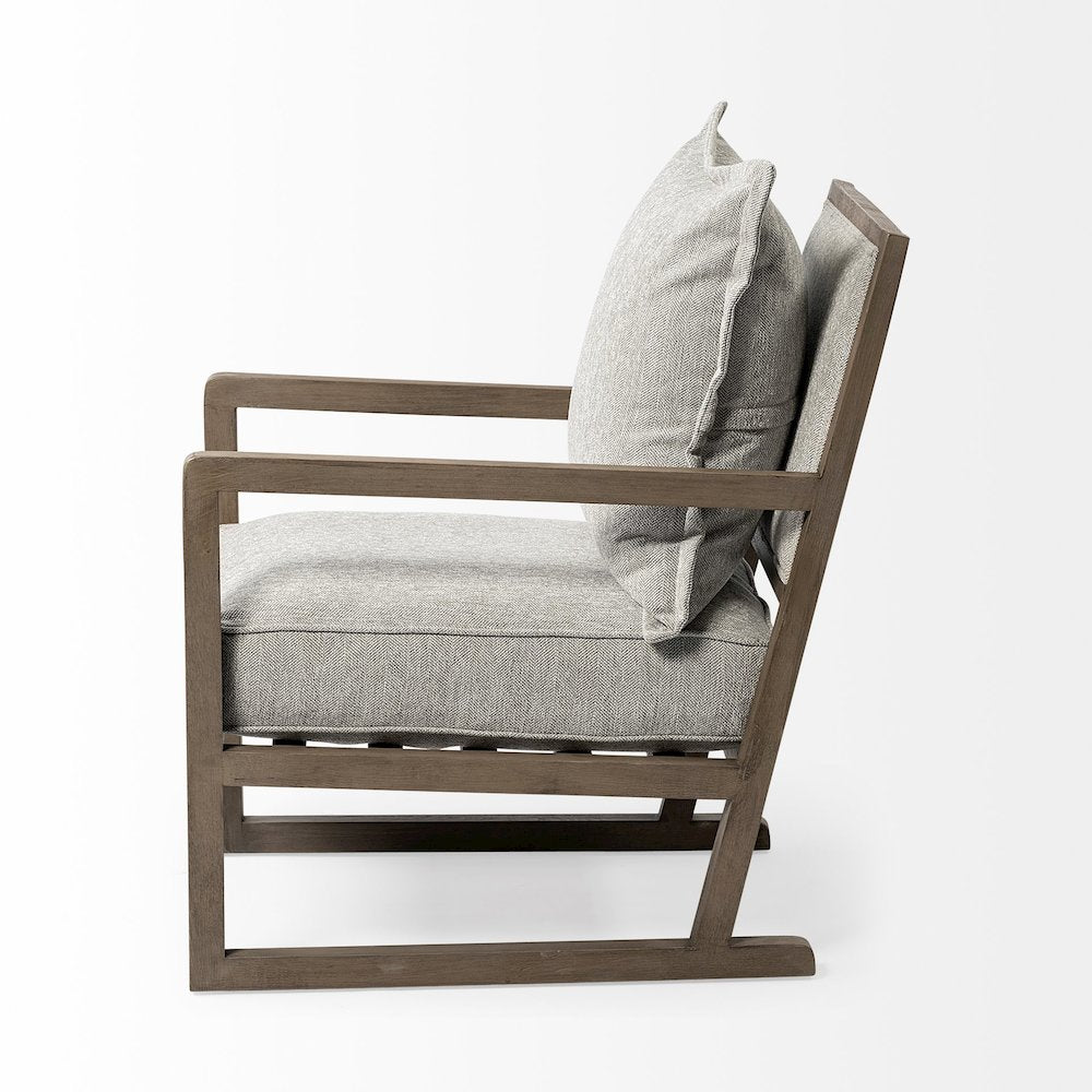 Sherlock Frost Gray Wood Frame Accent Chair