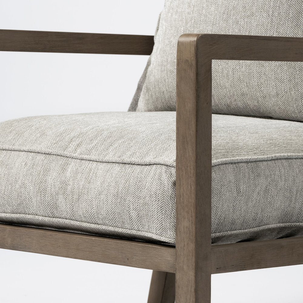 Sherlock Frost Gray Wood Frame Accent Chair