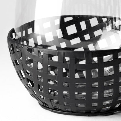 Reena II Large Black Woven Metal Base Table Candle Holder