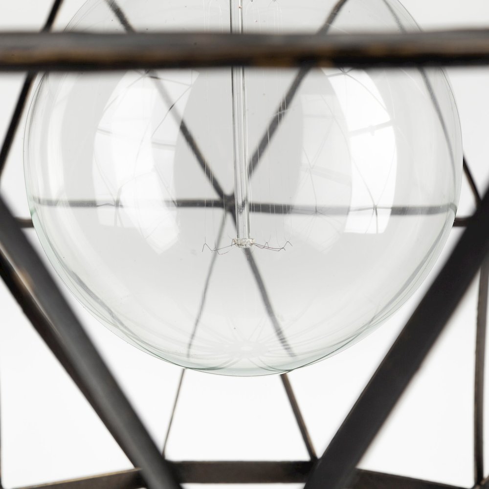 Dyson I 18x18 Black Metal Triangular Orb Pendant Light