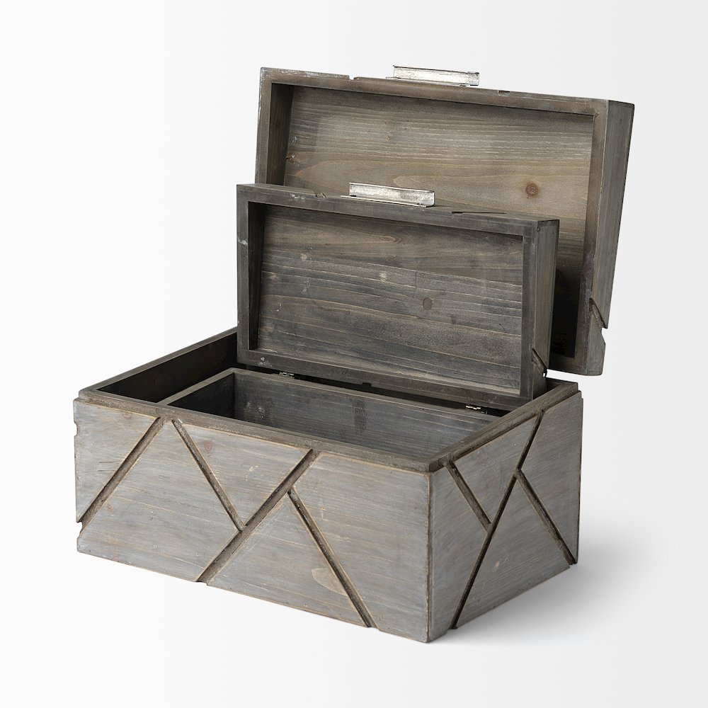 Niobe (Set of 2) 16L x 11W Gray Wooden Nesting Boxes