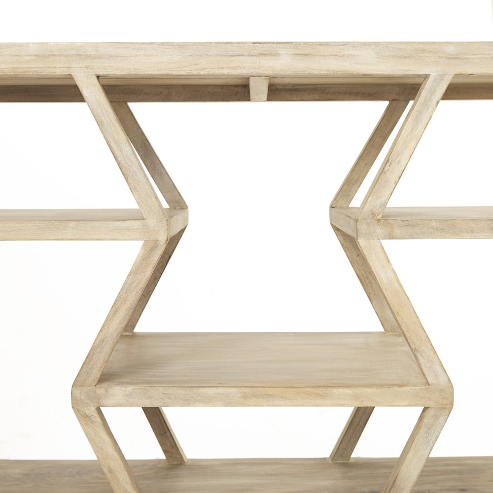 Dayton II 66L x 16W Natural Wooden Multi-Level Shelf Console Table
