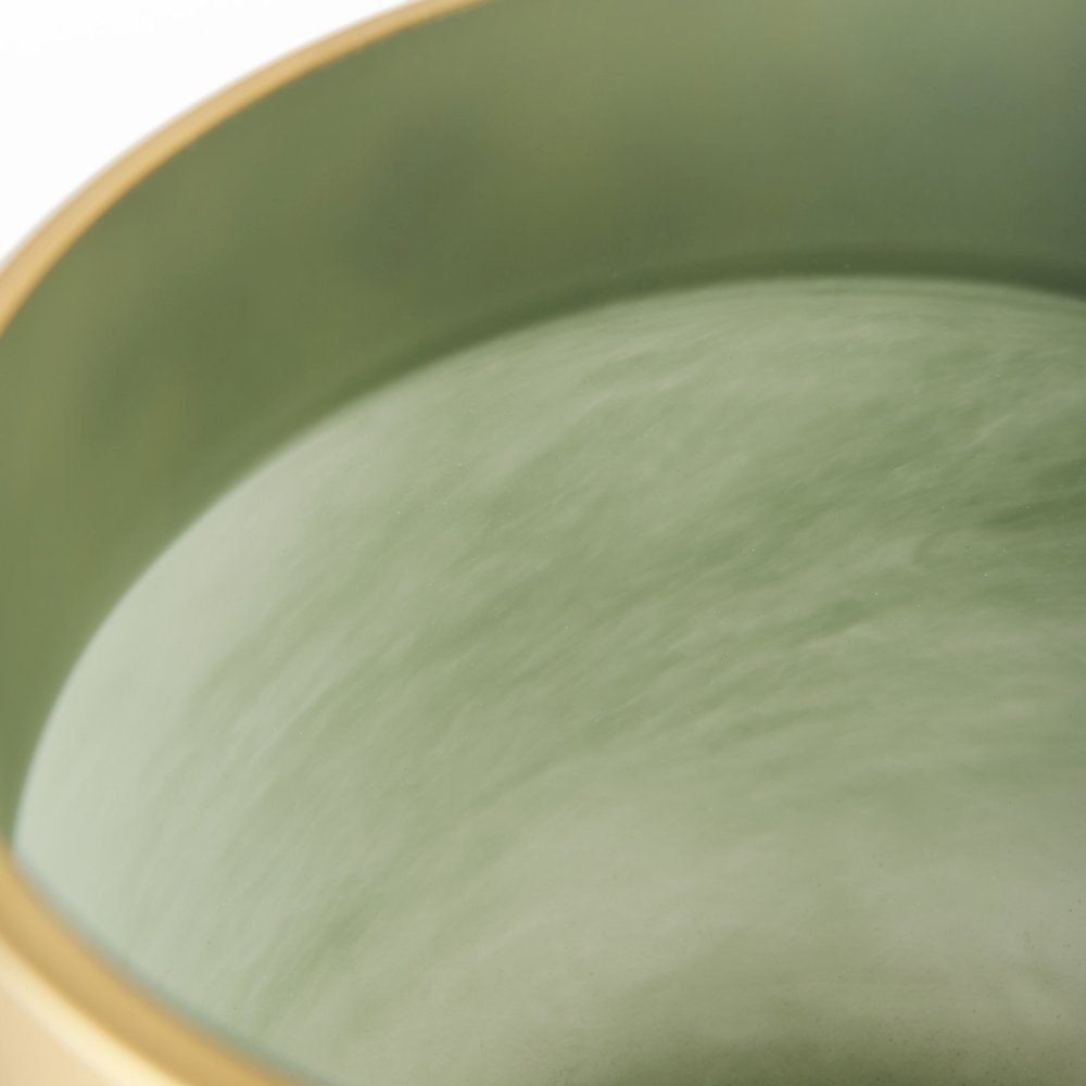 Minty  9.9L x 9.9W x 9.6H Green Glass Vase W/Matte Gold Metal Neck Cuff