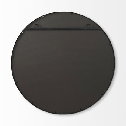 Piper 35.8L x 1.0W x 35.8H Small Black Metal Round Wall Mirror