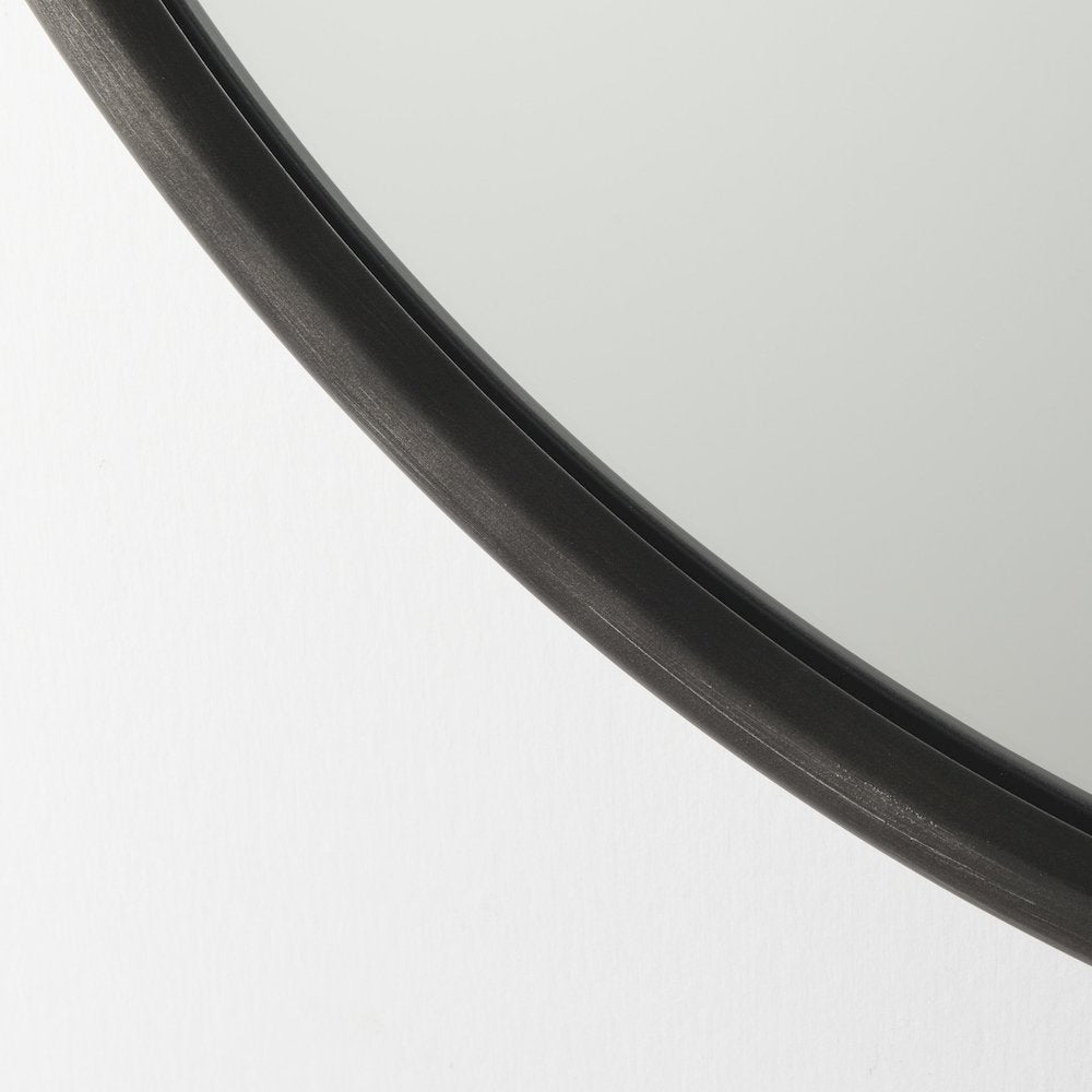 Piper 35.8L x 1.0W x 35.8H Small Black Metal Round Wall Mirror