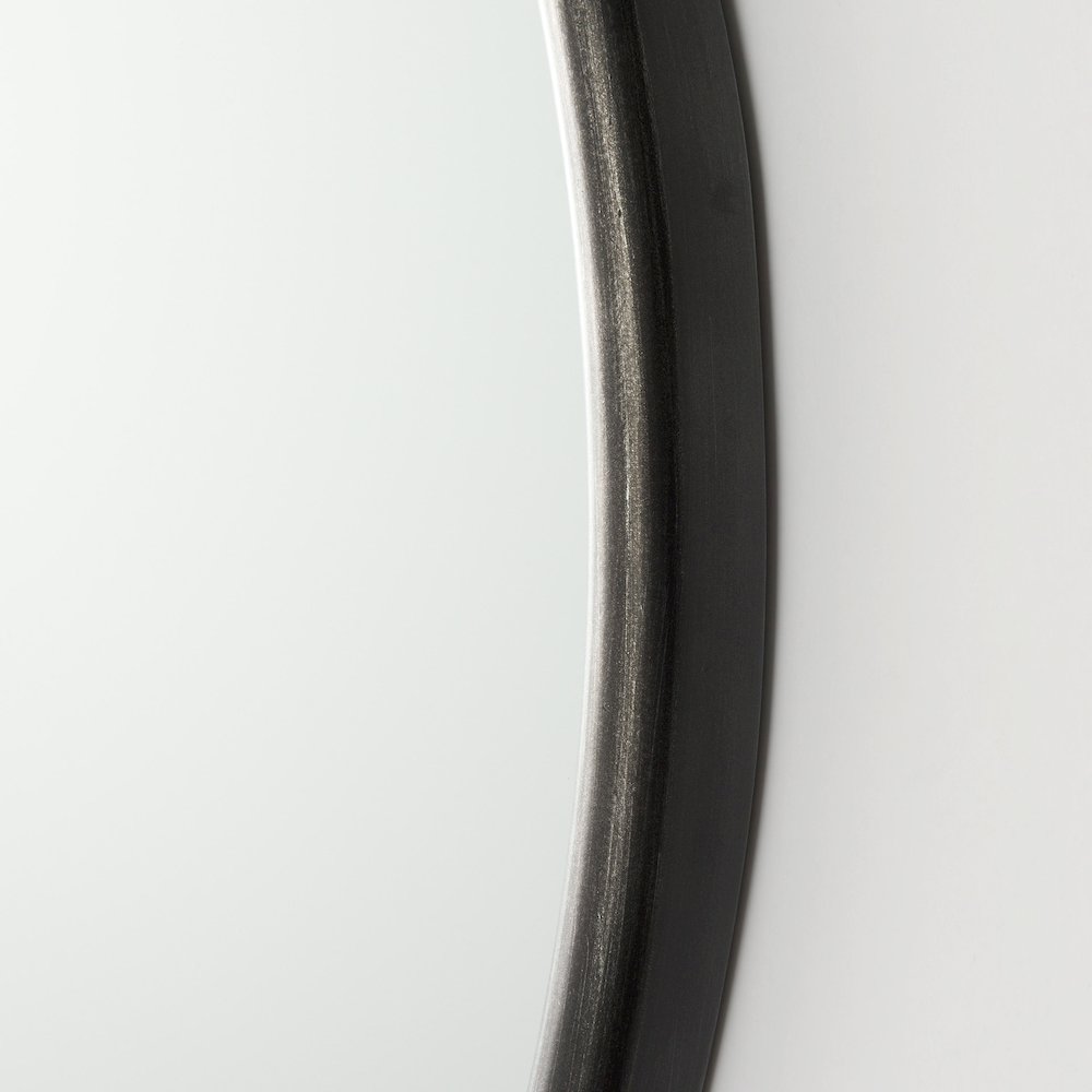 Piper 35.8L x 1.0W x 35.8H Small Black Metal Round Wall Mirror