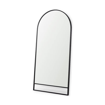 Sadie 36.0L x 2.0W x 76.0H Black Metal Rounded Arch Floor Mirror