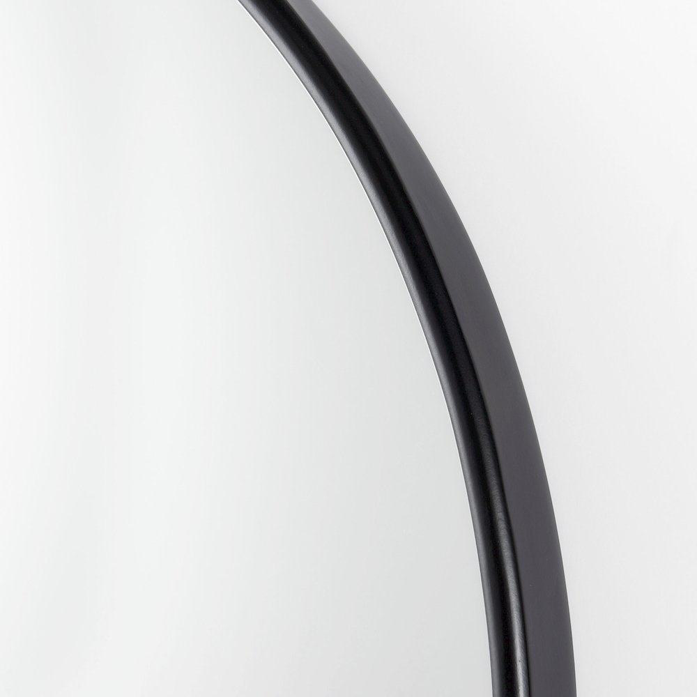 Sadie 36.0L x 2.0W x 76.0H Black Metal Rounded Arch Floor Mirror