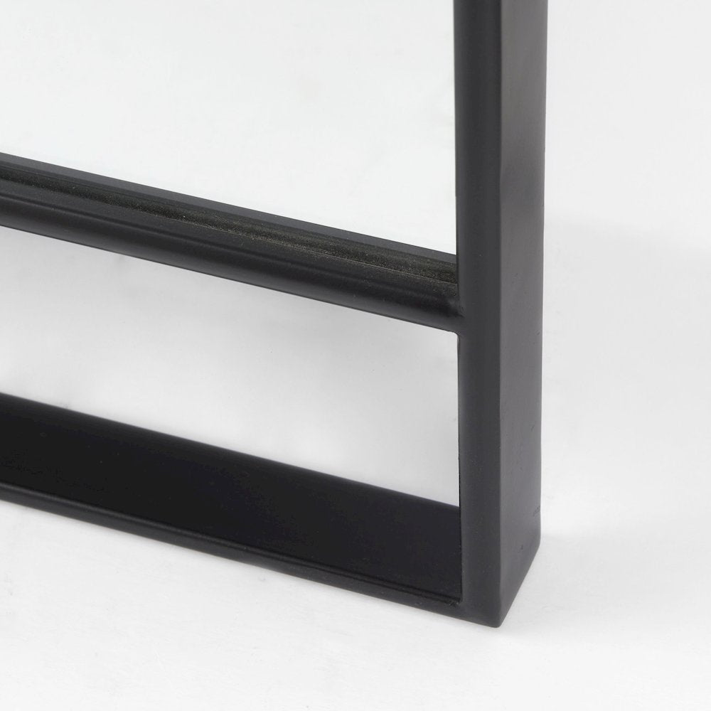 Sadie 36.0L x 2.0W x 76.0H Black Metal Rounded Arch Floor Mirror