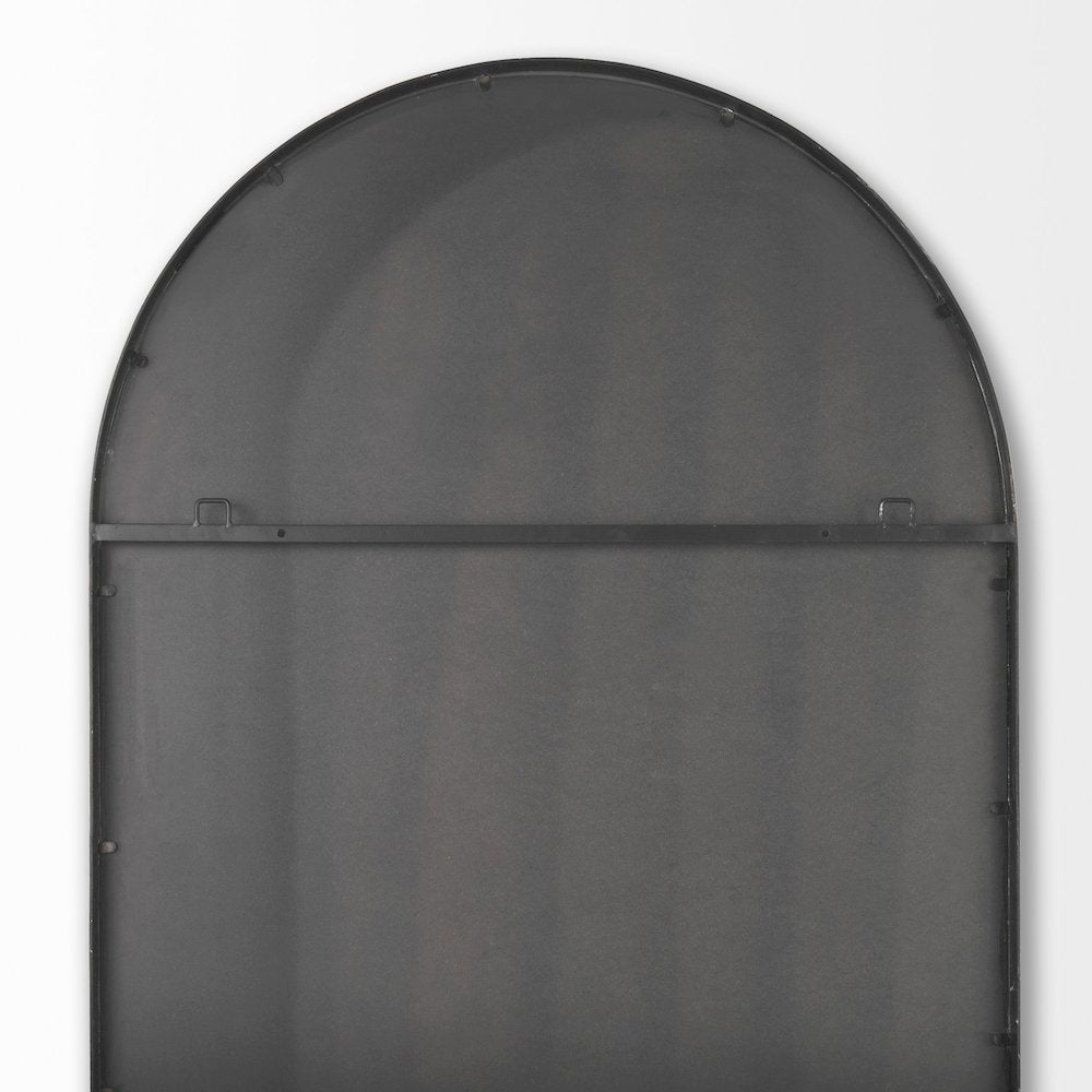 Sadie 36.0L x 2.0W x 76.0H Black Metal Rounded Arch Floor Mirror