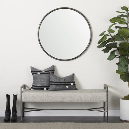 Piper 35.8L x 1.0W x 35.8H Small Black Metal Round Wall Mirror